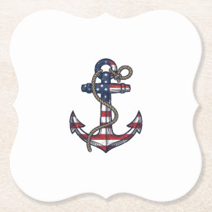 Dessous-de-verre En Papier Ancre Patriotique Design Vectoriel Vintage_1
