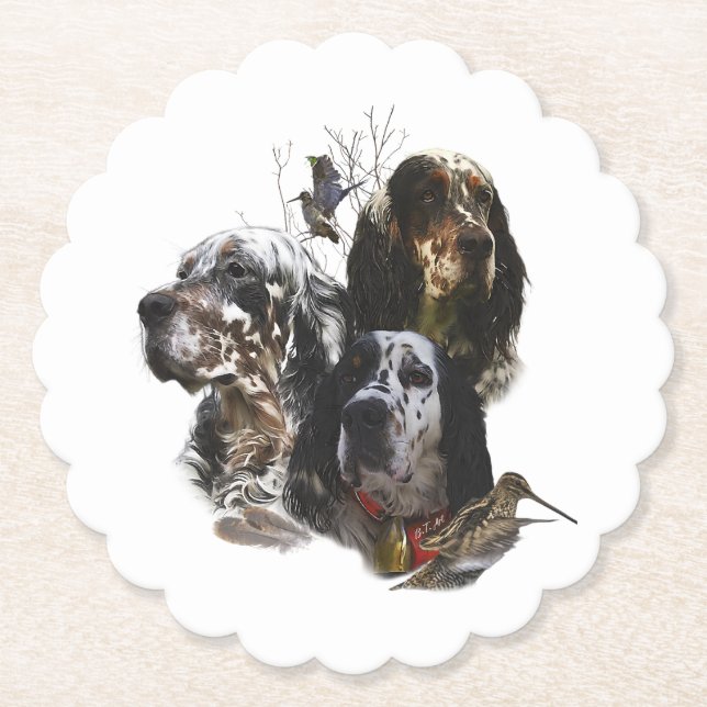 Dessous-de-verre En Papier Anglais Setter, chasse à la bécasse (Devant)