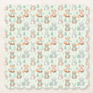 Dessous-de-verre En Papier Animaux de Noël mignons motif sans couture