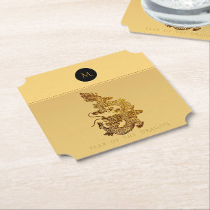 Dessous-de-verre En Papier Année Dragon Chinoise 2024 Élégant Monogramme PapC