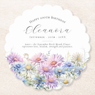Dessous-de-verre En Papier Anniversaire 100 ans Fleur de naissance de septemb