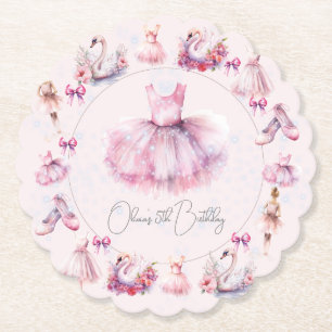Dessous-de-verre En Papier Anniversaire de Ballerina rose personnalisée