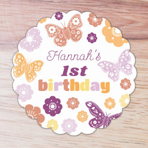 Dessous-de-verre En Papier Anniversaire du papillon rétro