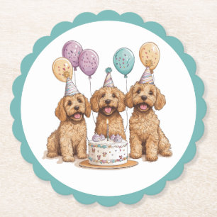 Dessous-de-verre En Papier Anniversaire Goldendoodle Chiens Anniversaire Gâte