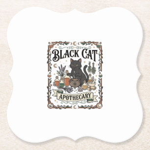 Dessous-de-verre En Papier Apothicaire Chat Noir Chat Sorcière Mystique Apoth