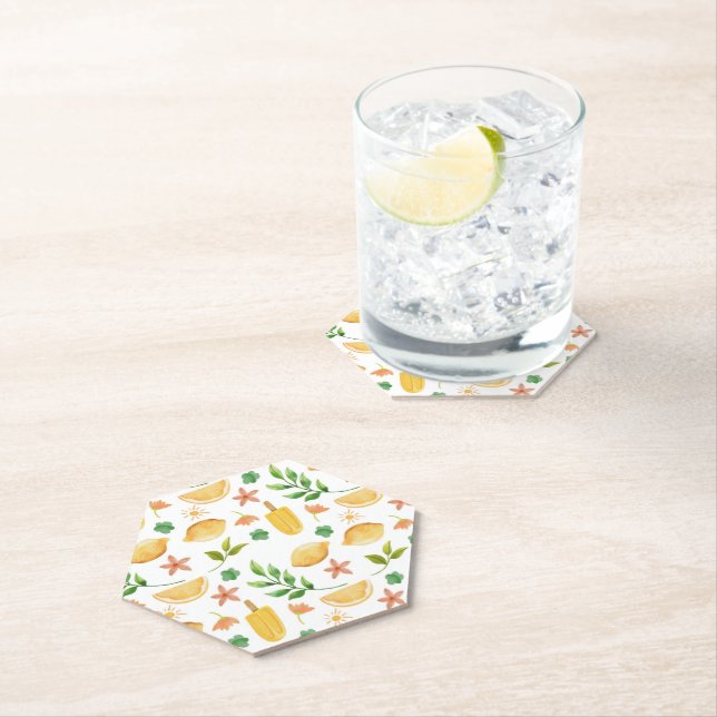 Dessous-de-verre En Papier Aquarelle Citrons & Popsicles (En situation)