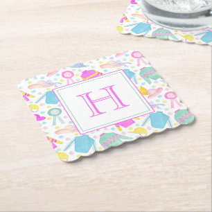 Dessous-de-verre En Papier Aquarelle colorée Derby Jerseys & Monogramme Casqu