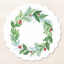 Aquarelle peinte à la main Noël Vacances Wreath