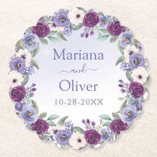Dessous-de-verre En Papier Aquarelle périphérique Mariage floral