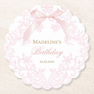 Dessous-de-verre En Papier aquarelle ruban rose Anniversaire