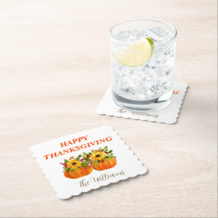 Dessous-de-verre En Papier Aquarelle Tournesol Thanksgiving Citrouilles Autom