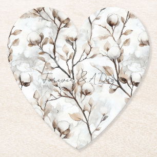 Dessous-de-verre En Papier Arbre Fleurissant Blanc Romantique Mariage
