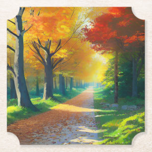Dessous-de-verre En Papier Arbres d'automne dans la forêt-33657