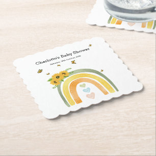 Dessous-de-verre En Papier Arc En Ciel Boho Avec Baby shower De Fleurs De Sol