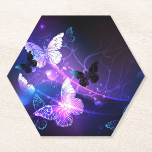 Dessous-de-verre En Papier Arrière - plan avec papillons de nuit