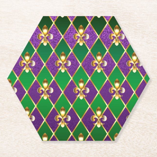 Dessous-de-verre En Papier Arrière - plan de bijoux Mardi Gras (Devant)