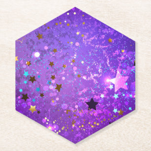 Dessous-de-verre En Papier Arrière - plan de feuille violet avec étoiles