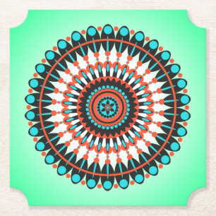 Dessous-de-verre En Papier Art mandala géométrique coloré-46456