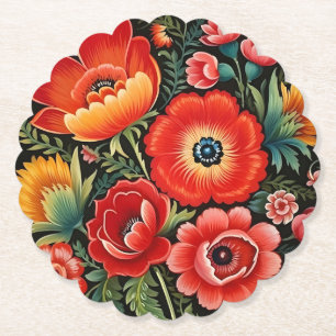 Dessous-de-verre En Papier Art traditionnel ukrainien de Petrikivka