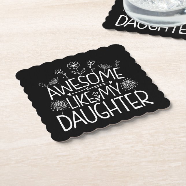 Dessous-de-verre En Papier Awesome Comme Ma Fille Fleur sauvage Présente Mama (Incliné)