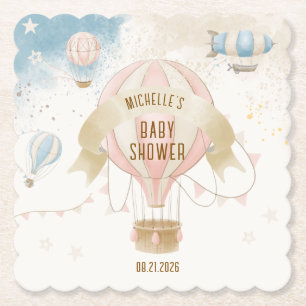 Dessous-de-verre En Papier Baby shower à ballon à air chaud