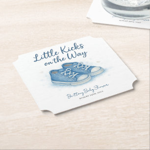 Dessous-de-verre En Papier Baby shower Basket Blue Baby