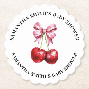 Dessous-de-verre En Papier Baby shower Coquette rose cerise