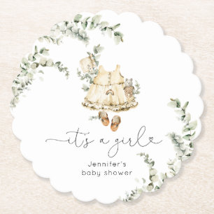 Dessous-de-verre En Papier Baby shower de vêtements de pépinière Eucalyptus b