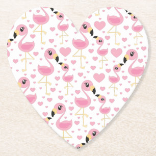 Dessous-de-verre En Papier Baby shower Flamant rose rose