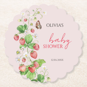 Dessous-de-verre En Papier Baby Shower Fraise