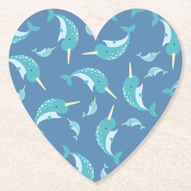 Dessous-de-verre En Papier Baby shower Narval (Devant)