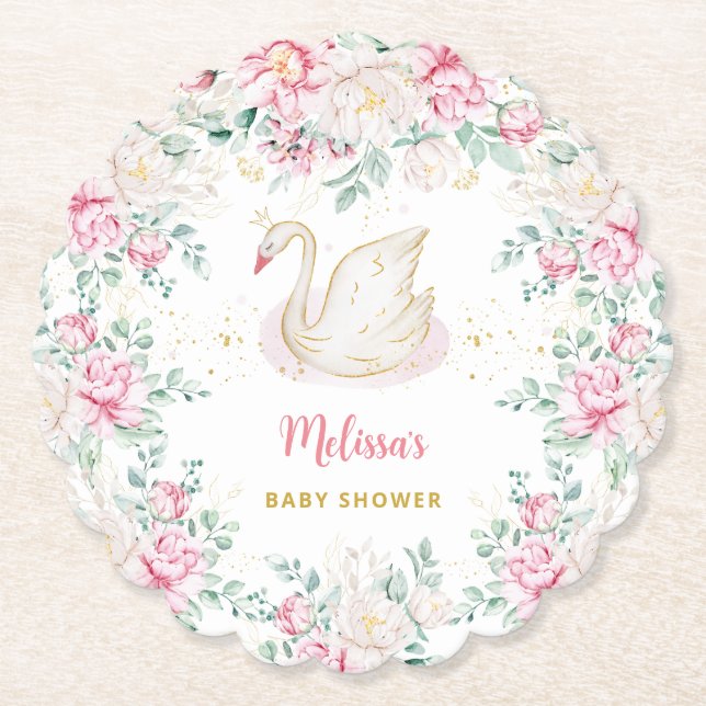 Dessous-de-verre En Papier Baby Shower Princesse Cygne (Devant)