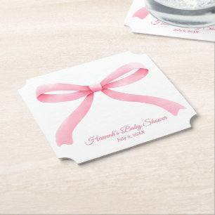 Dessous-de-verre En Papier Baby shower simple de fille à la cou rose