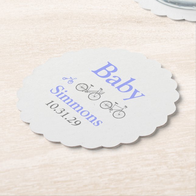 Dessous-de-verre En Papier Baby shower vélo périphérique (Incliné)