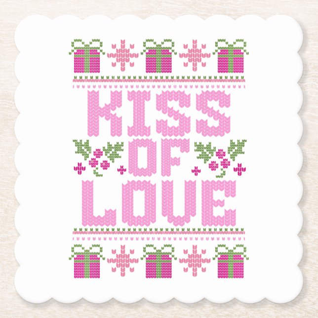 Dessous-de-verre En Papier Baiser d'amour pour Noël (Devant)