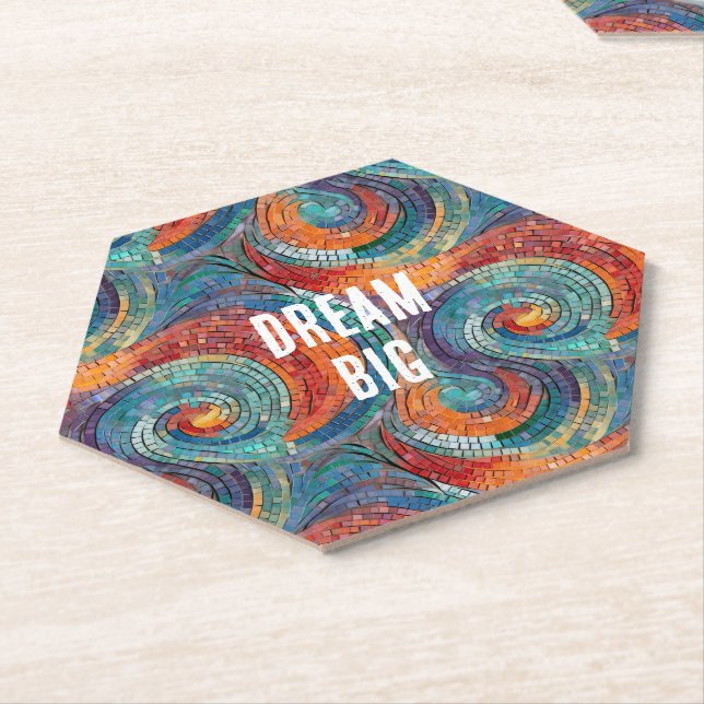 Dessous-de-verre En Papier Balayage bleu rouge orange (Incliné)