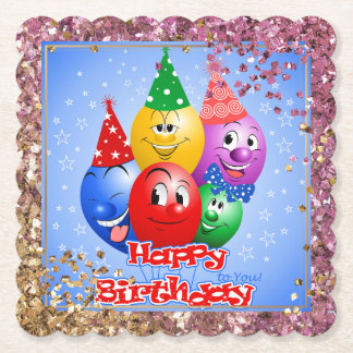 Dessous-de-verre En Papier Ballons d'anniversaire joyeux
