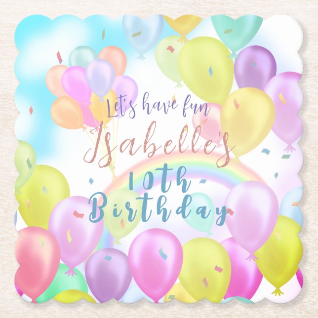 Dessous-de-verre En Papier Balloon Pastel Anniversaire (Devant)