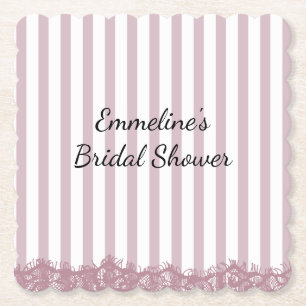 Dessous-de-verre En Papier Bandes roses et dentelle Baby Shower
