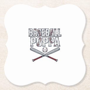 Dessous-de-verre En Papier Baseball Poppa Vintage Gravure Design de T-shirt_1
