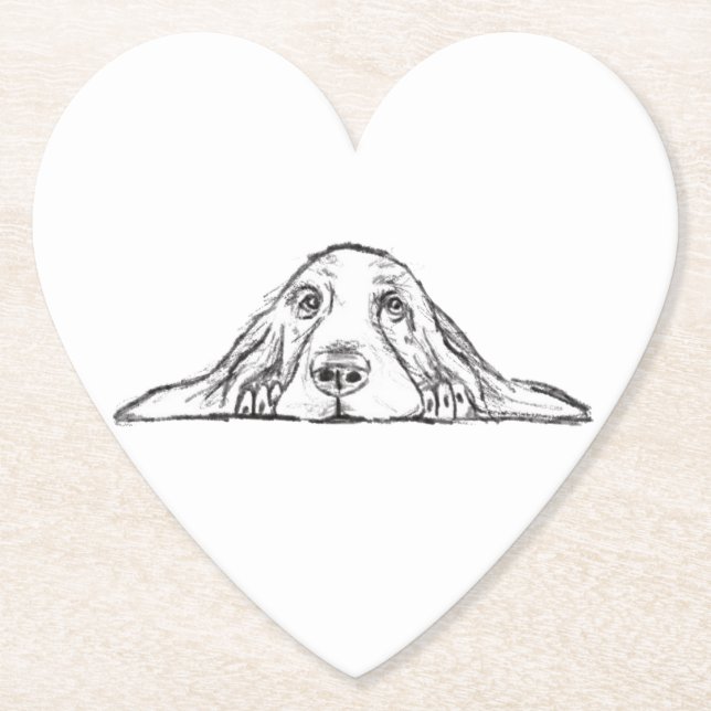 Dessous-de-verre En Papier basset blanc (Devant)