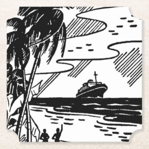Dessous-de-verre En Papier Bateau de croisière rétro