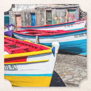 Dessous-de-verre En Papier Bateaux de pêche colorés, Cap-Vert