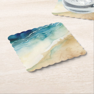 Dessous-de-verre En Papier Beach Blue Ocean Sand Mariage