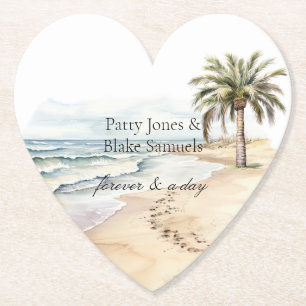 Dessous-de-verre En Papier Beach Ocean Palm Tree Mariage