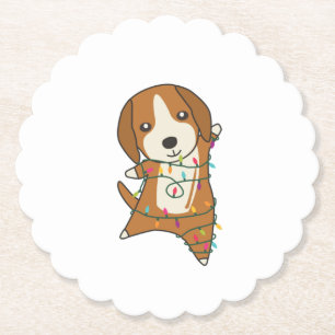 Dessous-de-verre En Papier Beagle Joyeux Noël Animaux d'hiver Chien
