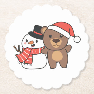 Dessous-de-verre En Papier Bear With Snowman