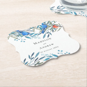 Dessous-de-verre En Papier Beaux Oiseaux à l'aquarelle et Mariage de Feuillag