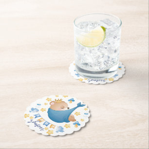 Dessous-de-verre En Papier Bébé bleu Baby shower ours