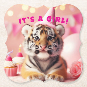 Dessous-de-verre En Papier Bébé mignon Révéler fille rose bébé Tiger
